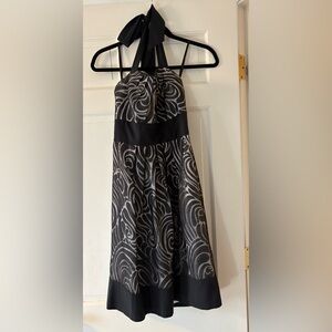 White House Black Market Black & Silver Halter Dress